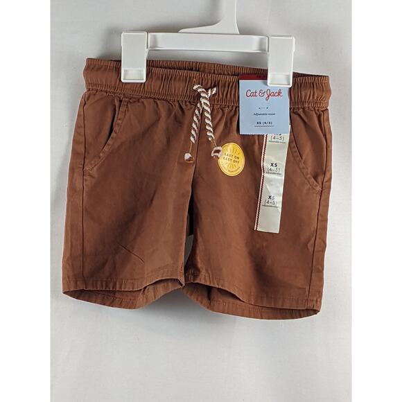 Chino Shorts Cat & Jack Brown XS Casual Adjustable Waist Drawstring Pocket Short - Picture 7 of 8